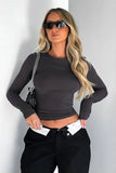 Women's Long Sleeve U Neck Crop Top