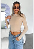 Women's Long Sleeve U Neck Crop Top