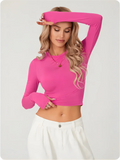 Women's Long Sleeve U Neck Crop Top