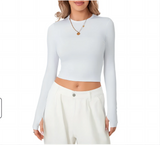Women's Long Sleeve U Neck Crop Top