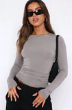 Women's Long Sleeve U Neck Crop Top