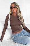 Women's Long Sleeve U Neck Crop Top